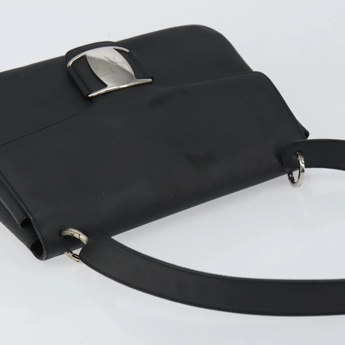 Salvatore Ferragamo Vala Leather Black Patent_Leather Shoulder Bag Bag (Pre-Owned)