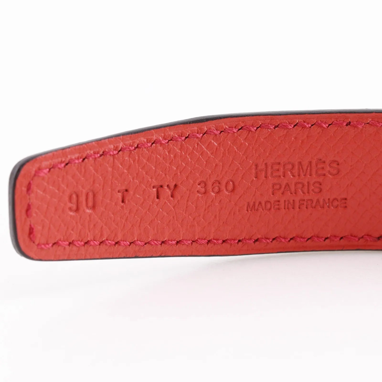 Hermes Rivale Reversible Belt Leather Red Leather Belts Accessory (Pre-Owned)