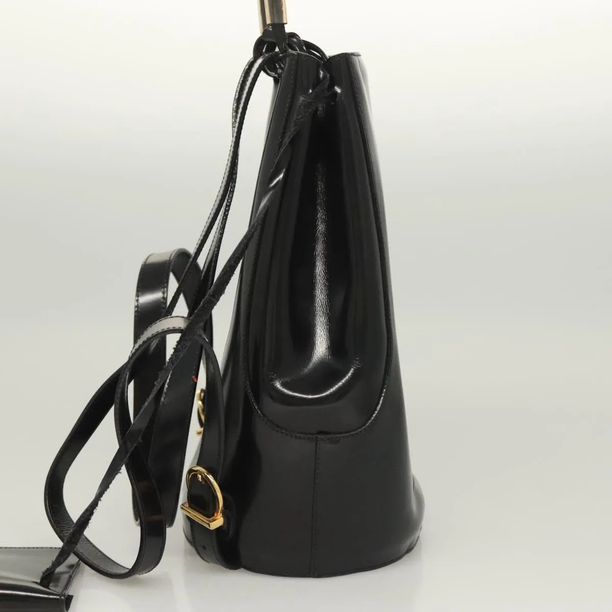 Salvatore Ferragamo Gancini Patent Leather Black Patent_Leather Backpack Bag (Pre-Owned)