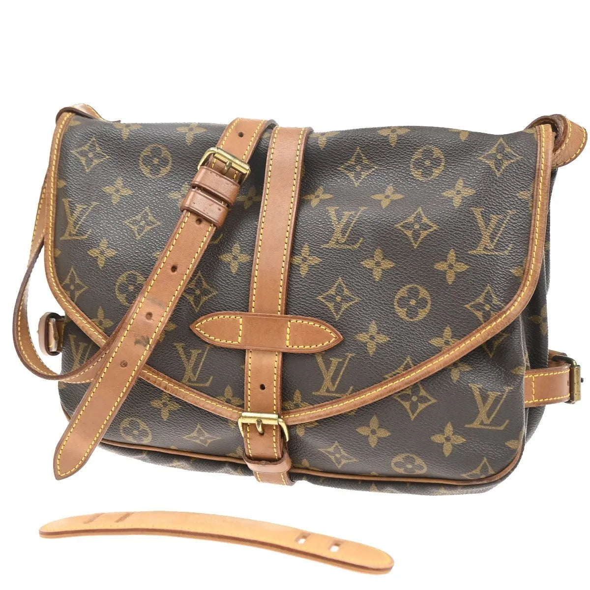 Louis Vuitton Saumur Monogram Canvas Brown Canvas Shoulder Bag Bag (Pre-Owned)