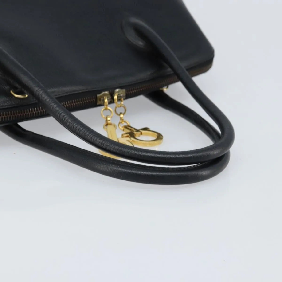 Salvatore Ferragamo Gancini Leather Black Leather Handbag (Pre-Owned)