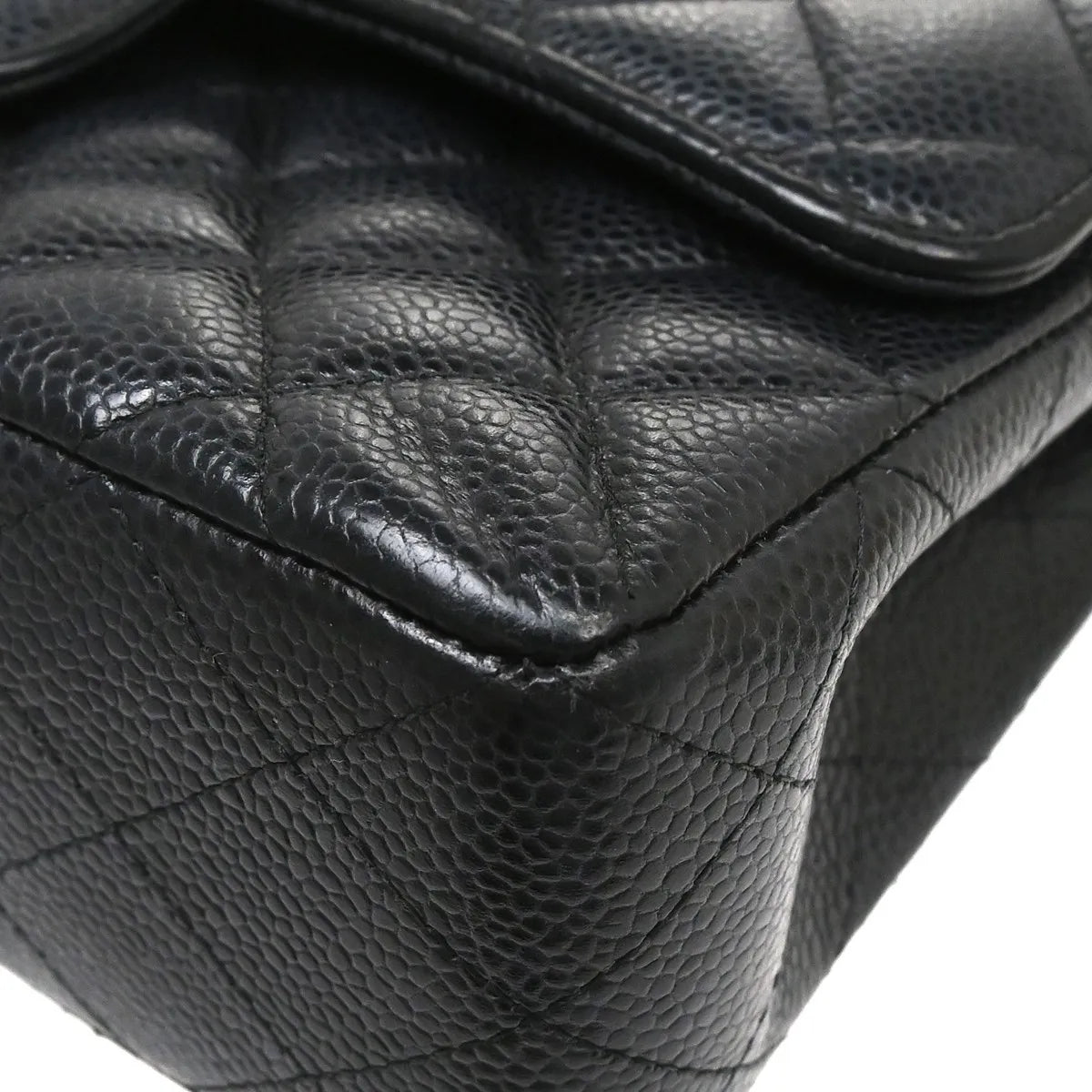 Chanel Vintage Classic Double Flap Quilted Caviar Black Calfskin Handbag (Pre-Owned)