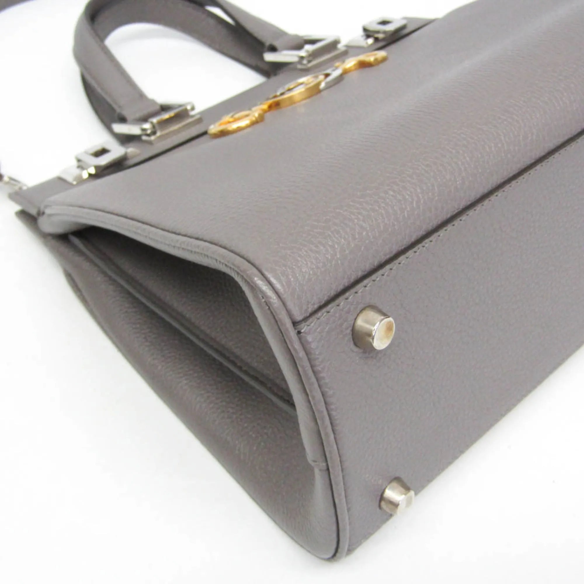 Gucci Zumi Top Handle Leather Gray Leather Handbag (Pre-Owned)
