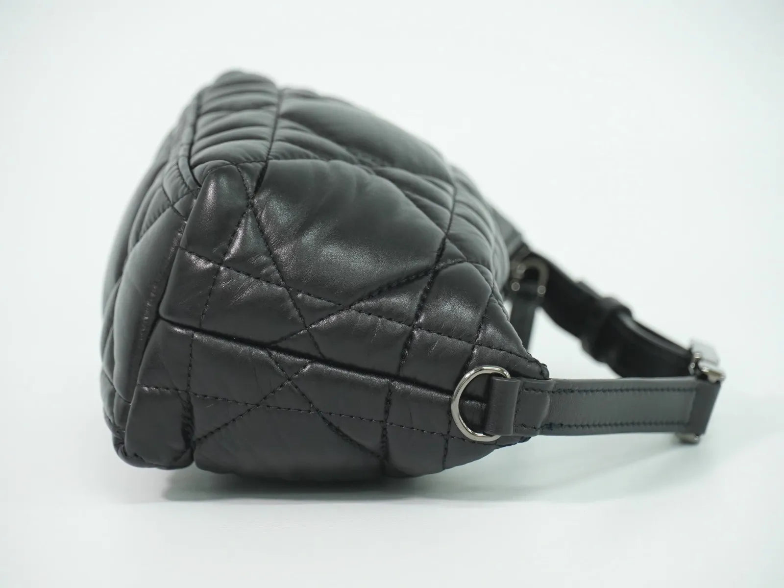 Christian Dior Diortravel Nomad Macrocannage Quilt Calfskin Black Leather Clutche & Pouche Bag (Pre-Owned)