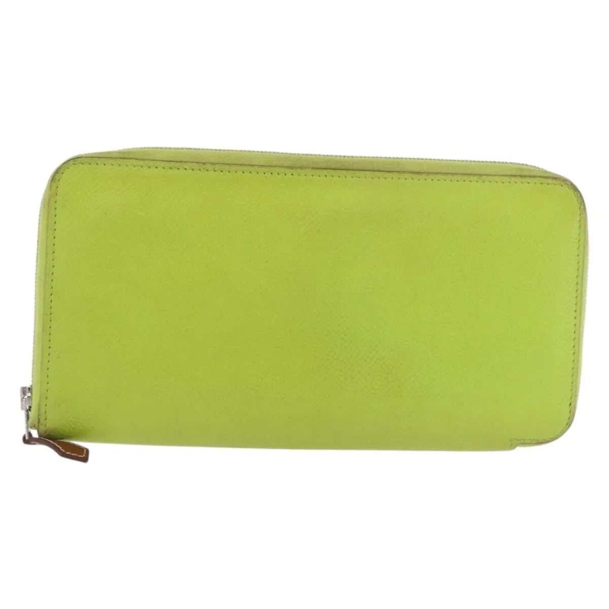 Hermes Azap Zip Around Wristlet Wallet With Lucky Strap Epsom Green Leather Wallets Accessory (Pre-Owned)