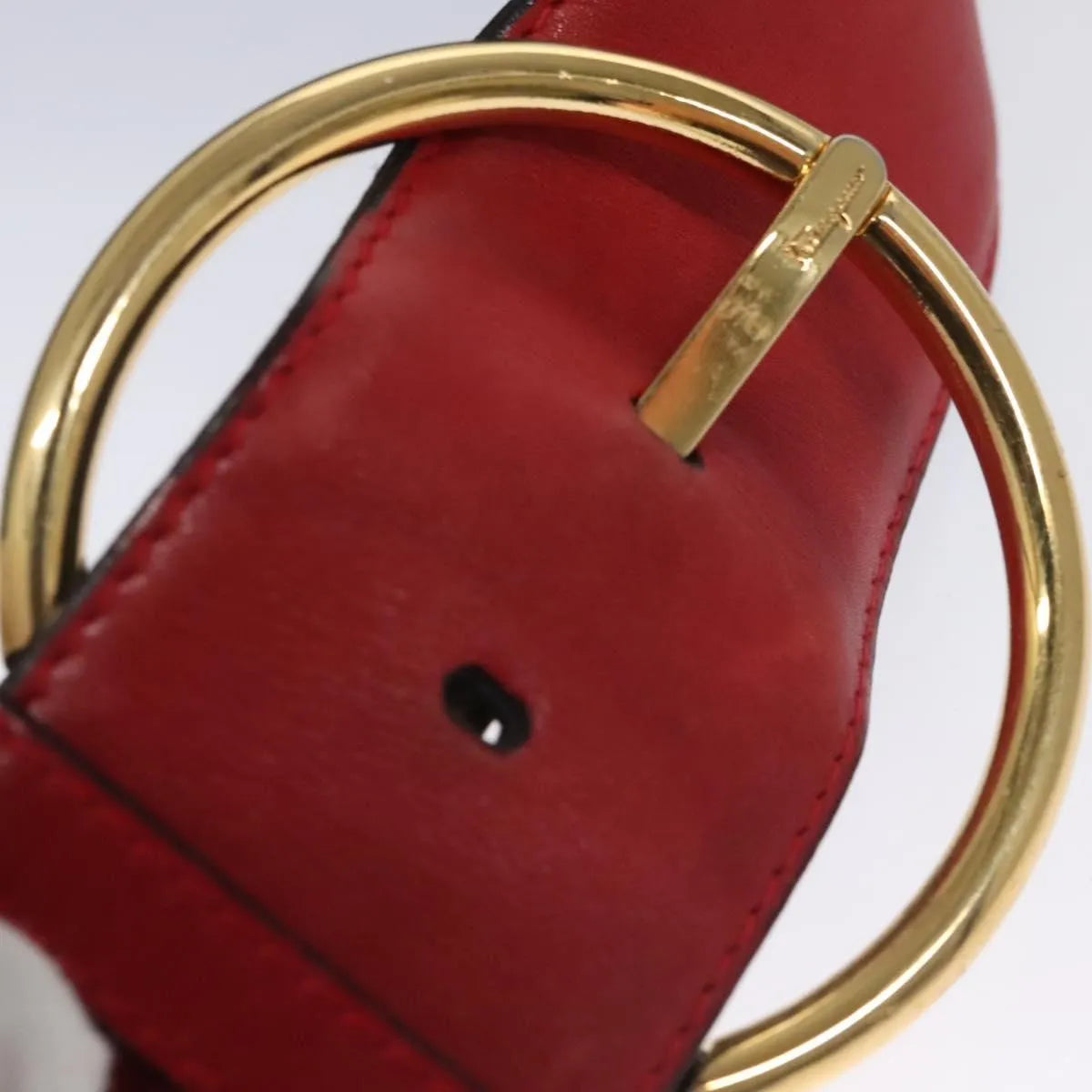 Salvatore Ferragamo Gancini Waist Leather Red Leather Clutche & Pouche Bag (Pre-Owned)