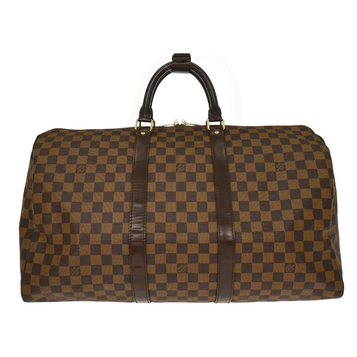Louis Vuitton Keepall Damier Ebene Brown Canvas Travel Bag Bag (Pre-Owned)