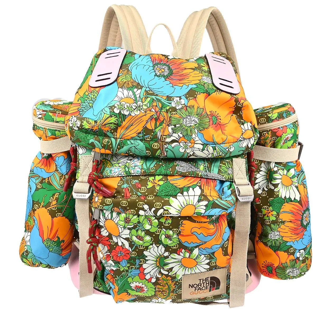 Gucci Gucci X The North Face Flap Printed Nylon Multicolour Canvas Backpack Bag (Pre-Owned)