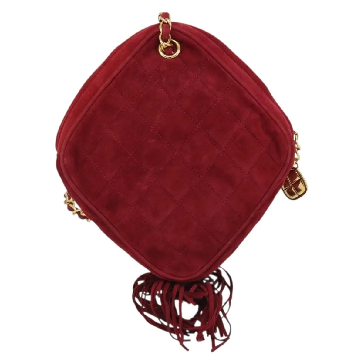 Chanel Vintage Diamond Tassel Quilted Suede Red Suede Shoulder Bag Bag (Pre-Owned)