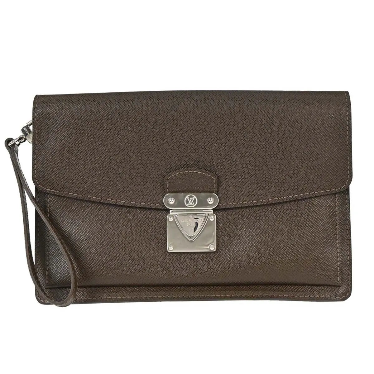 Louis Vuitton Belaia Clutch Taiga Leather Brown Leather Clutche & Pouche Bag (Pre-Owned)