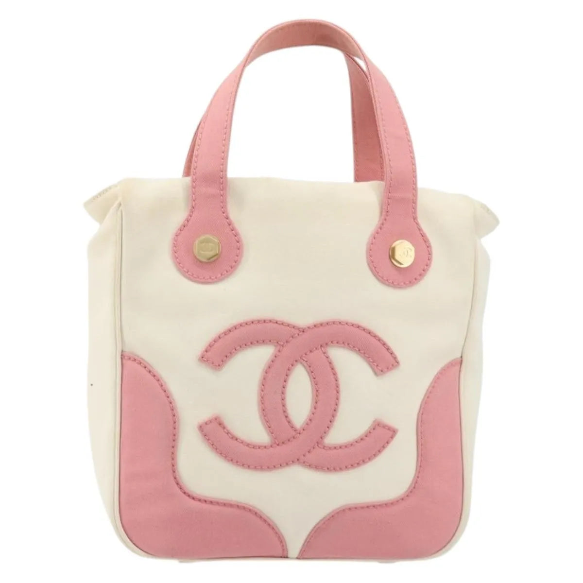 Chanel Vintage Cc Tote Canvas Beige Canvas Tote Bag Bag (Pre-Owned)