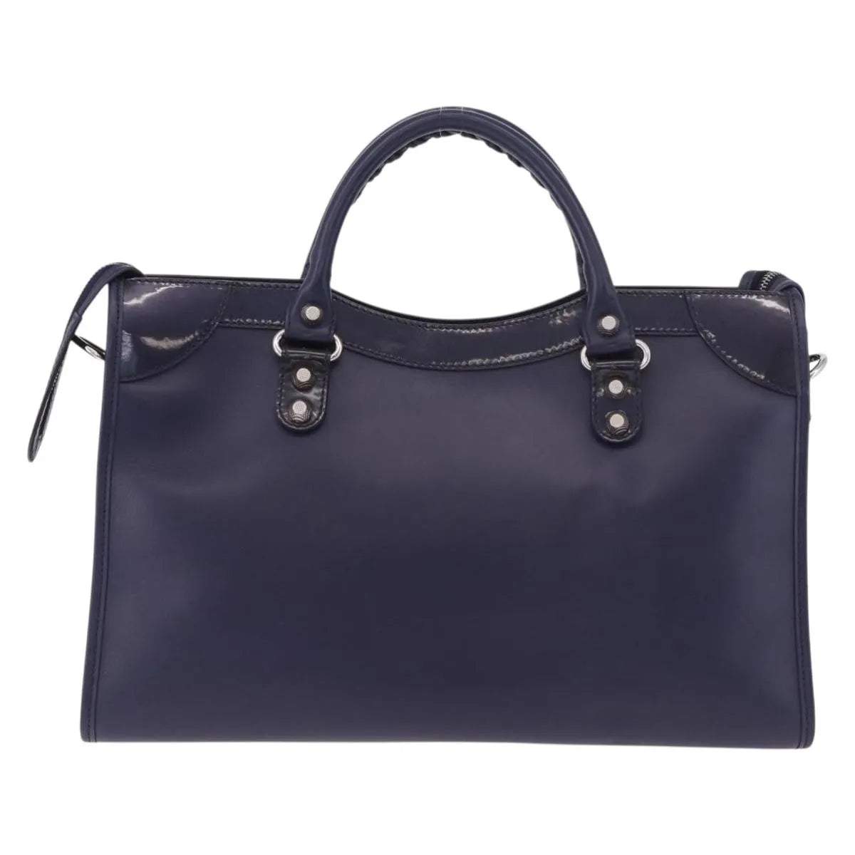Balenciaga Holiday City Giant Studs Matte Calfskin Navy Leather Handbag (Pre-Owned)