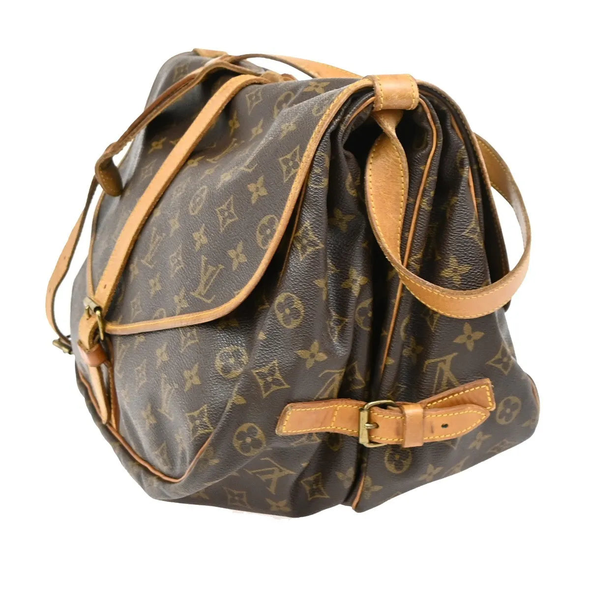 Louis Vuitton Saumur Monogram Brown Leather Shoulder Bag Bag (Pre-Owned)