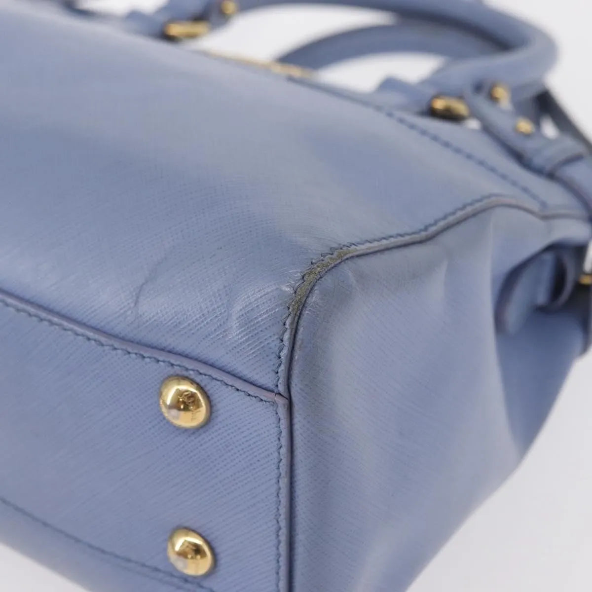 Salvatore Ferragamo Beky Tote Saffiano Leather Blue Leather Handbag (Pre-Owned)