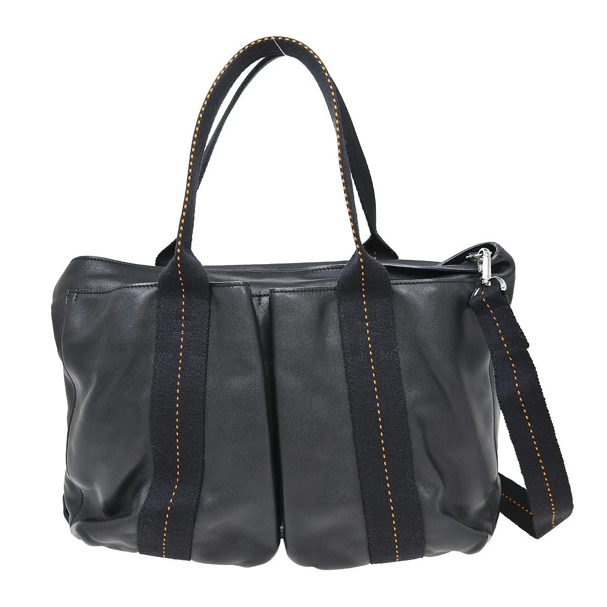 Hermes Horizontal Caravan Leather Black Leather Tote Bag Bag (Pre-Owned)