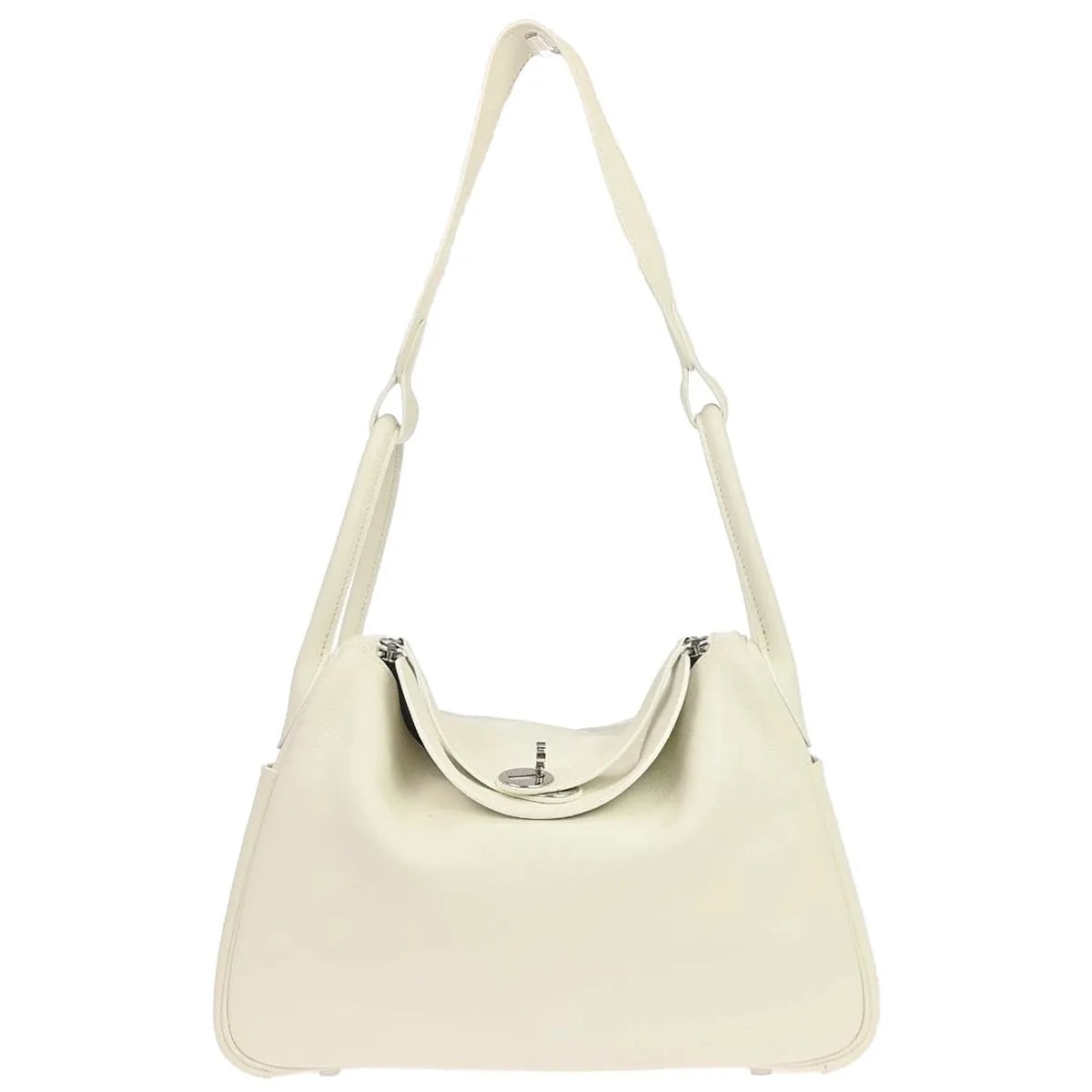 Hermes Lindy Evercolor White Leather Shoulder Bag Bag (Pre-Owned)
