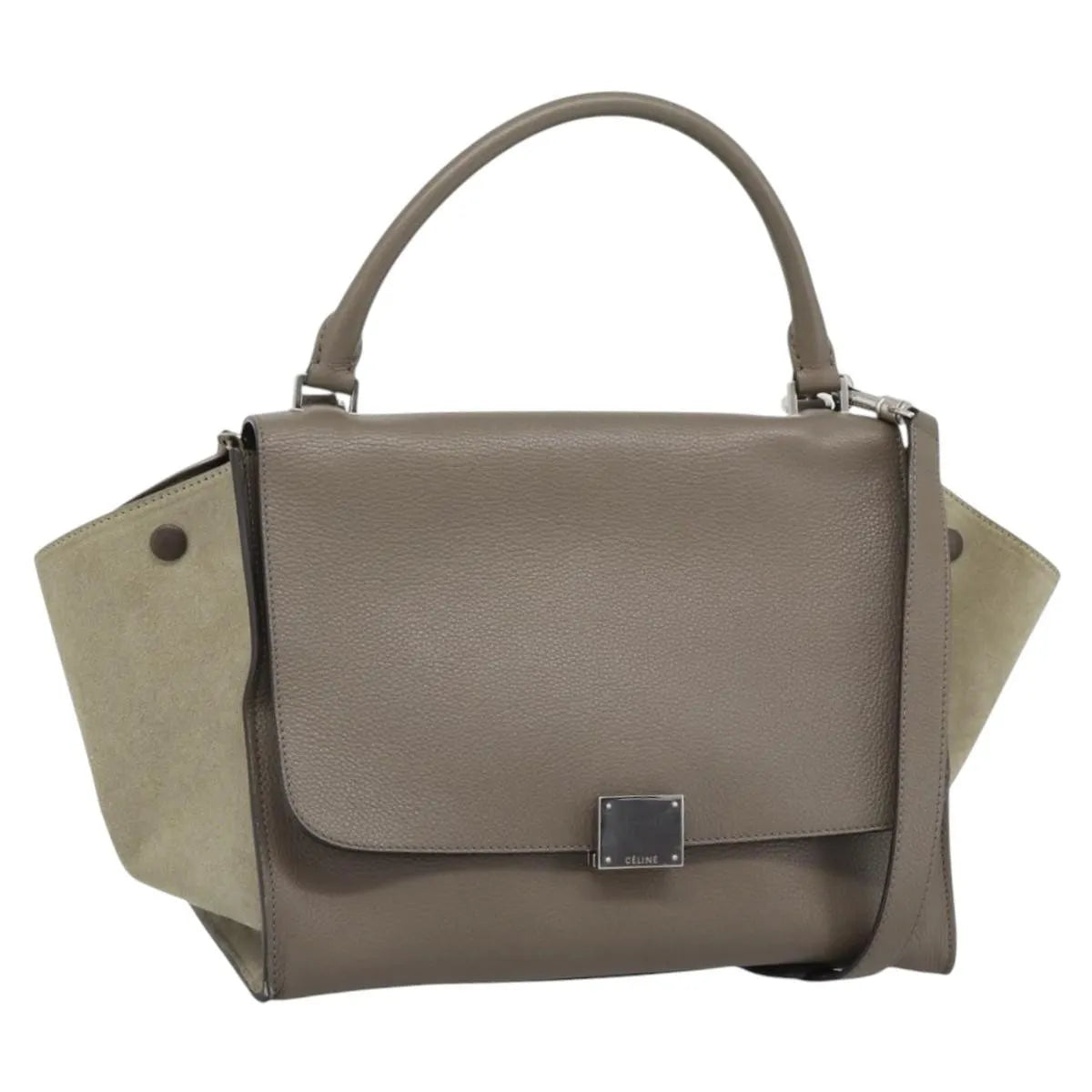 Celine Trapeze Leather With Suede Gray Leather Handbag (Pre-Owned)
