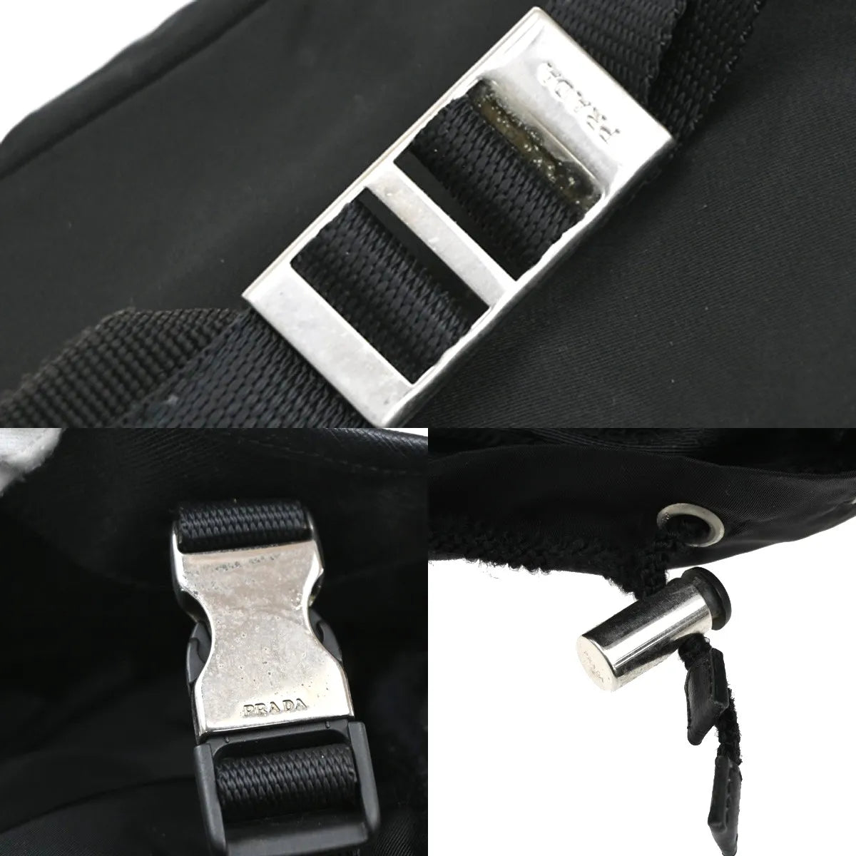 Prada Double Front Pocket Tessuto Black Nylon Backpack Bag (Pre-Owned)