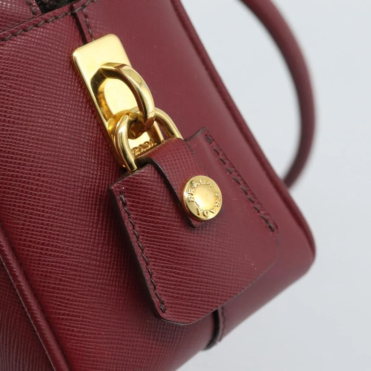 Prada Bauletto Saffiano Leather Red Leather Handbag (Pre-Owned)