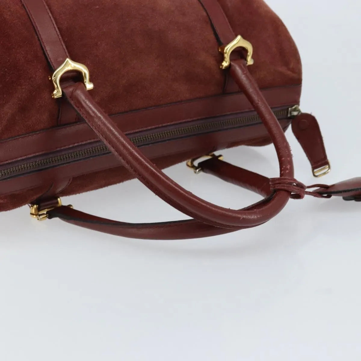 Cartier Must De Cartier Suede Burgundy Suede Handbag (Pre-Owned)
