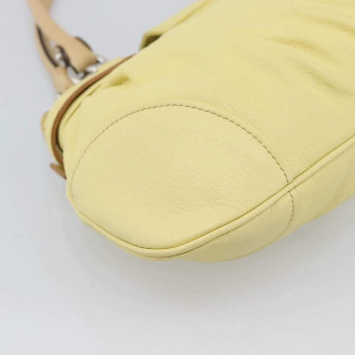 Salvatore Ferragamo Gancini Leather Yellow Leather Handbag (Pre-Owned)