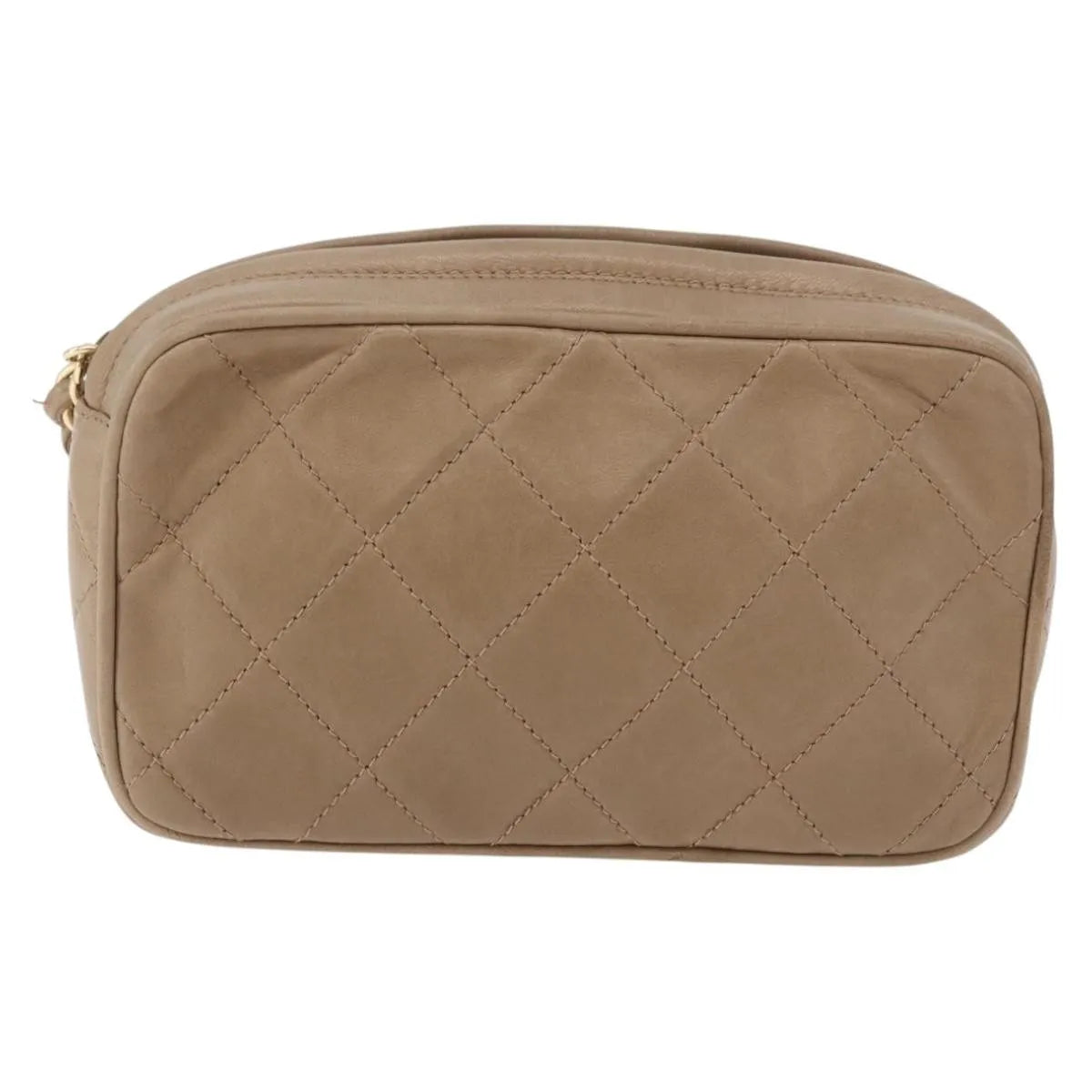 Chanel Vintage Clutch Leather Beige Leather Clutche & Pouche Bag (Pre-Owned)