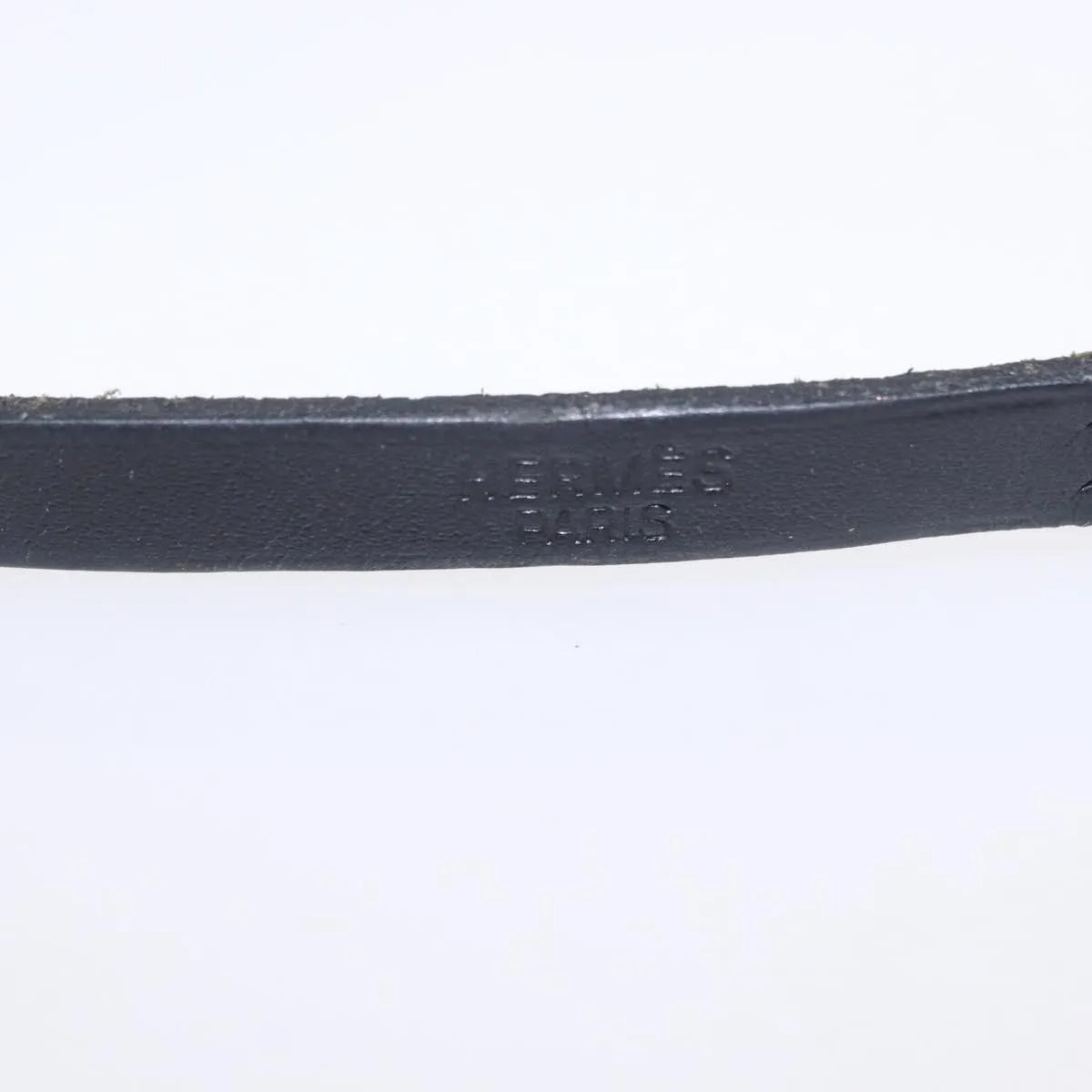 Hermes Hapi 3 Leather With Metal Black Leather Bracelet Jewelry (Pre-Owned)