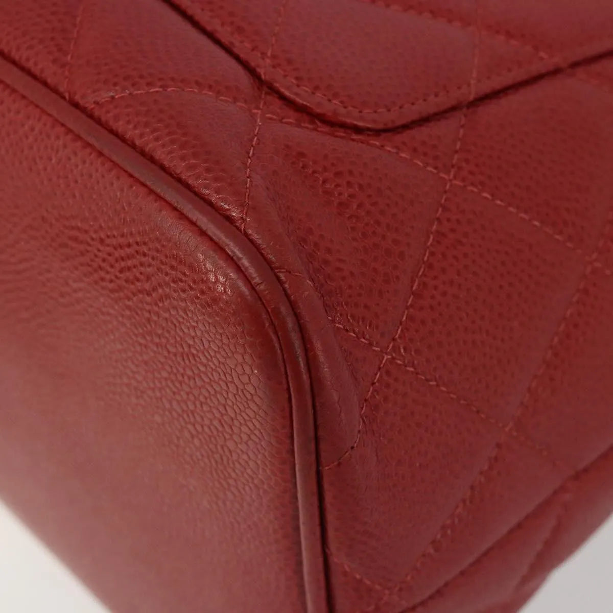 Chanel Medallion Tote Quilted Caviar Red Leather Tote Bag Bag (Pre-Owned)