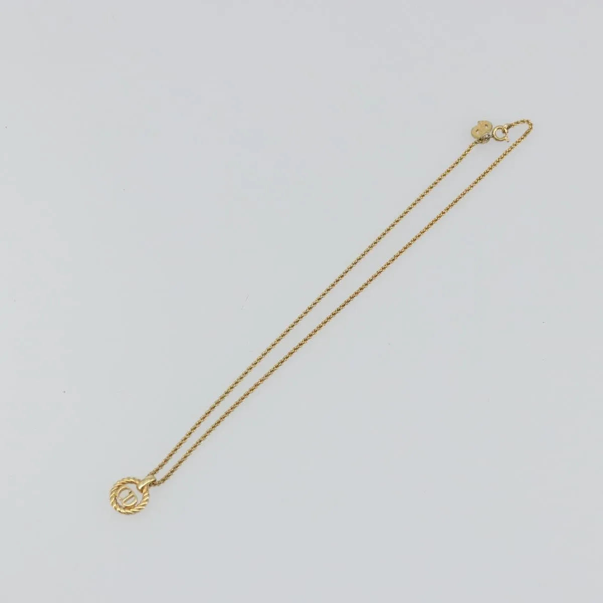 Christian Dior Cd Round Pendant Metal Gold Metal Necklace Jewelry (Pre-Owned)
