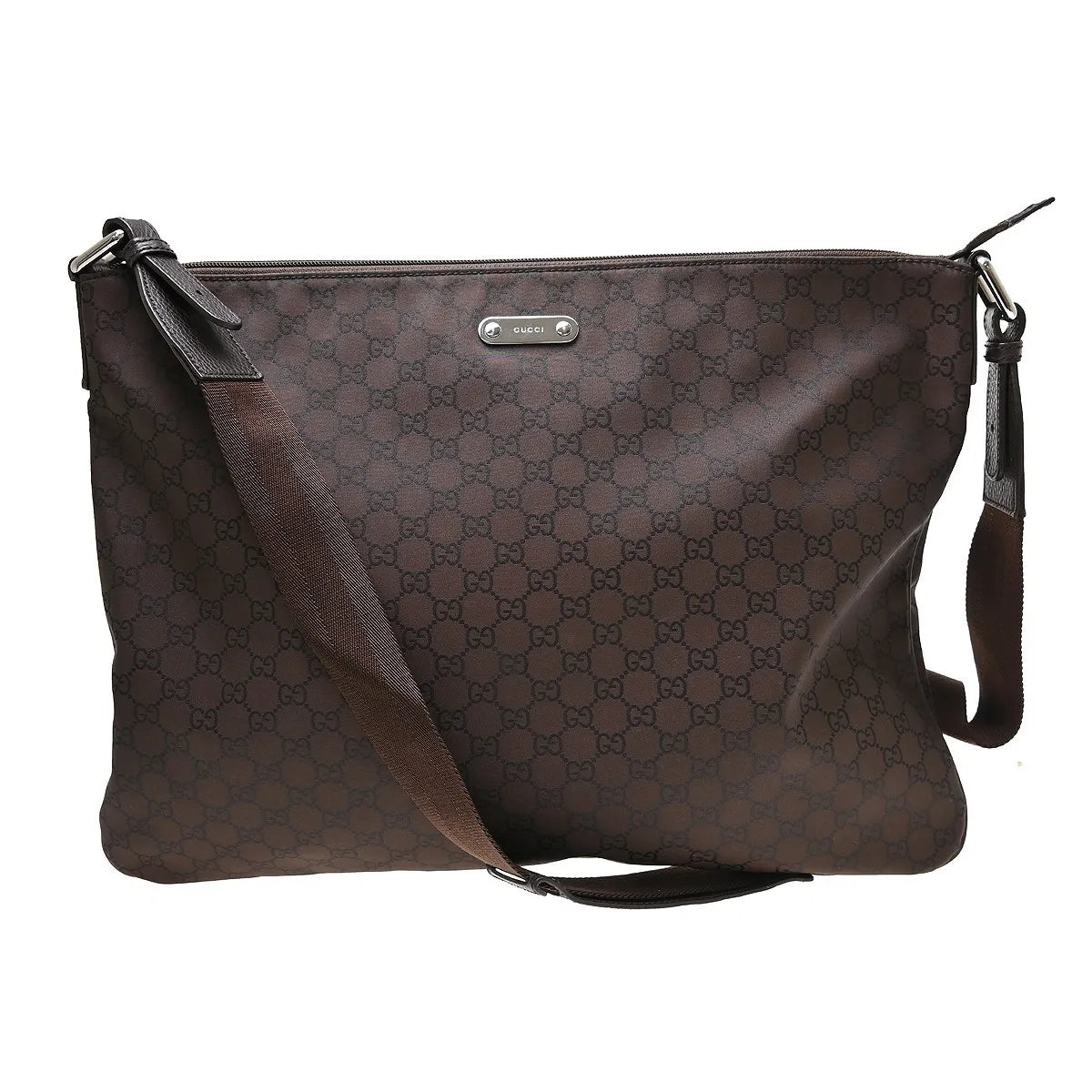Gucci Messenger Bag (Outlet) Gg Canvas And Leather Brown Canvas Shoulder Bag Bag (Pre-Owned)