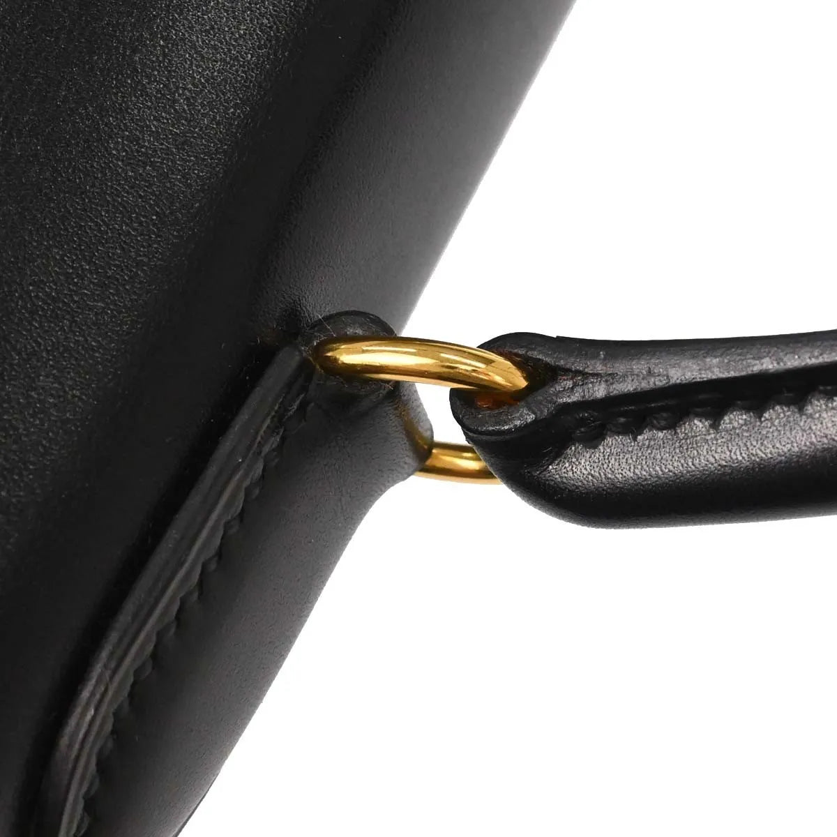 Hermes Kelly Black Box Calf With Gold Hardware Black Leather Handbag (Pre-Owned)