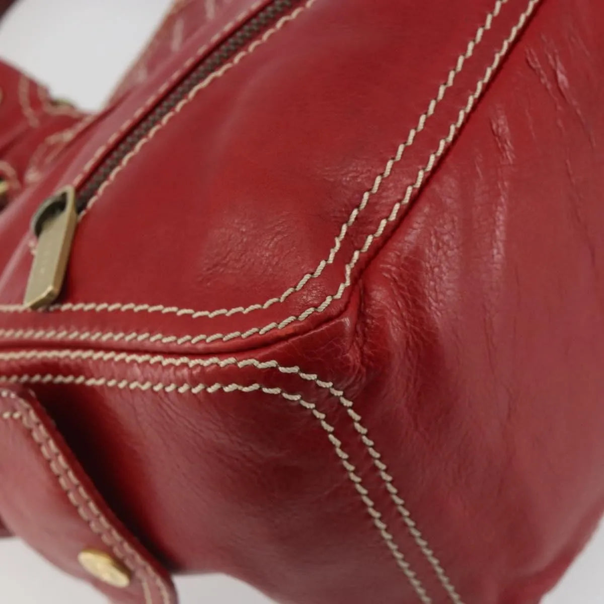 Celine Boogie Satchel Leather Red Leather Handbag (Pre-Owned)