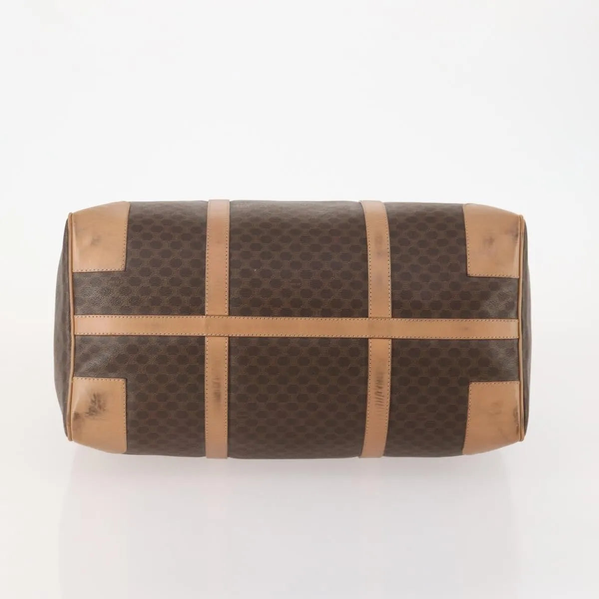 Celine Vintage Duffle Canvas And Leather Brown Canvas Travel Bag Bag (Pre-Owned)