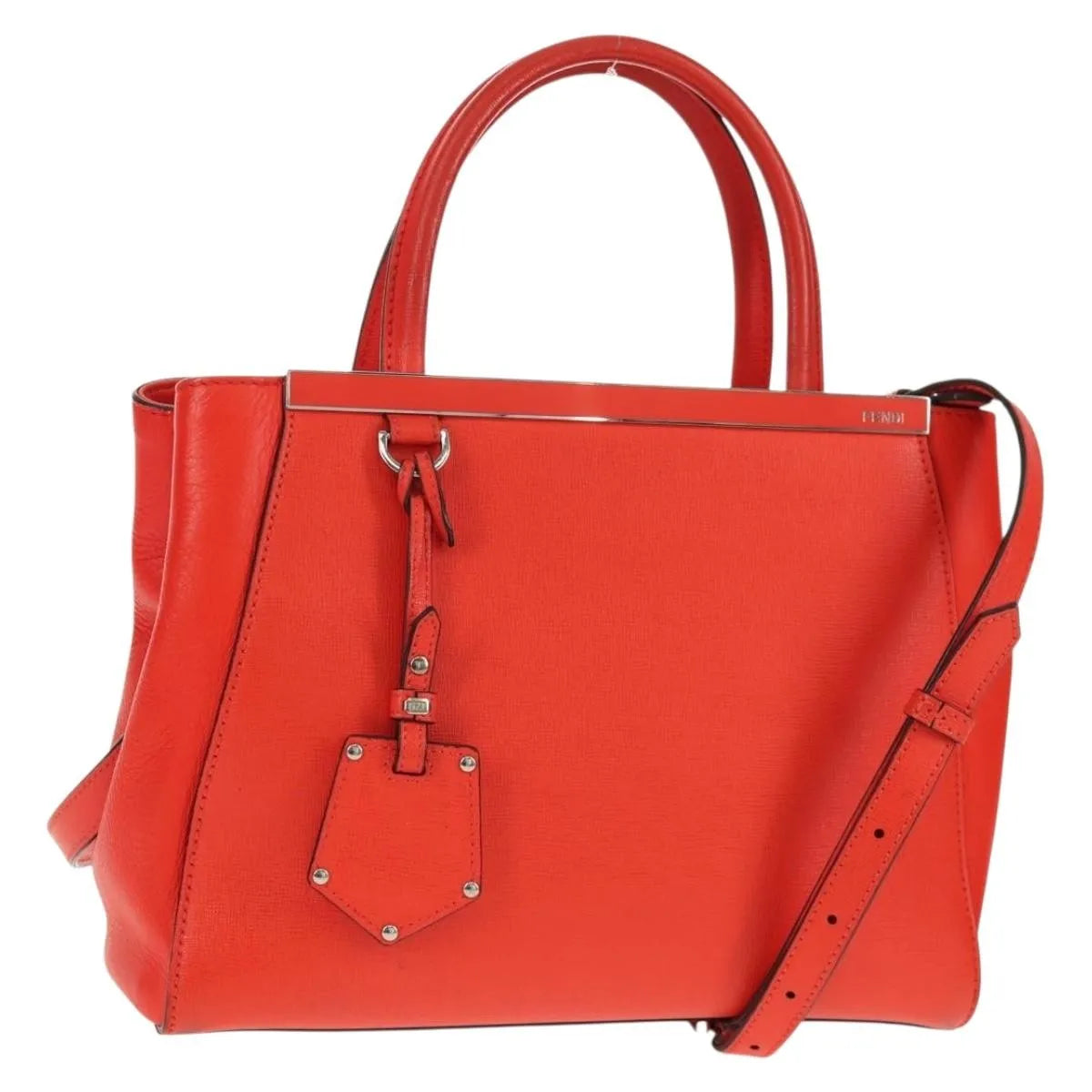 Fendi 2Jours Leather Red Leather Tote Bag Bag (Pre-Owned)