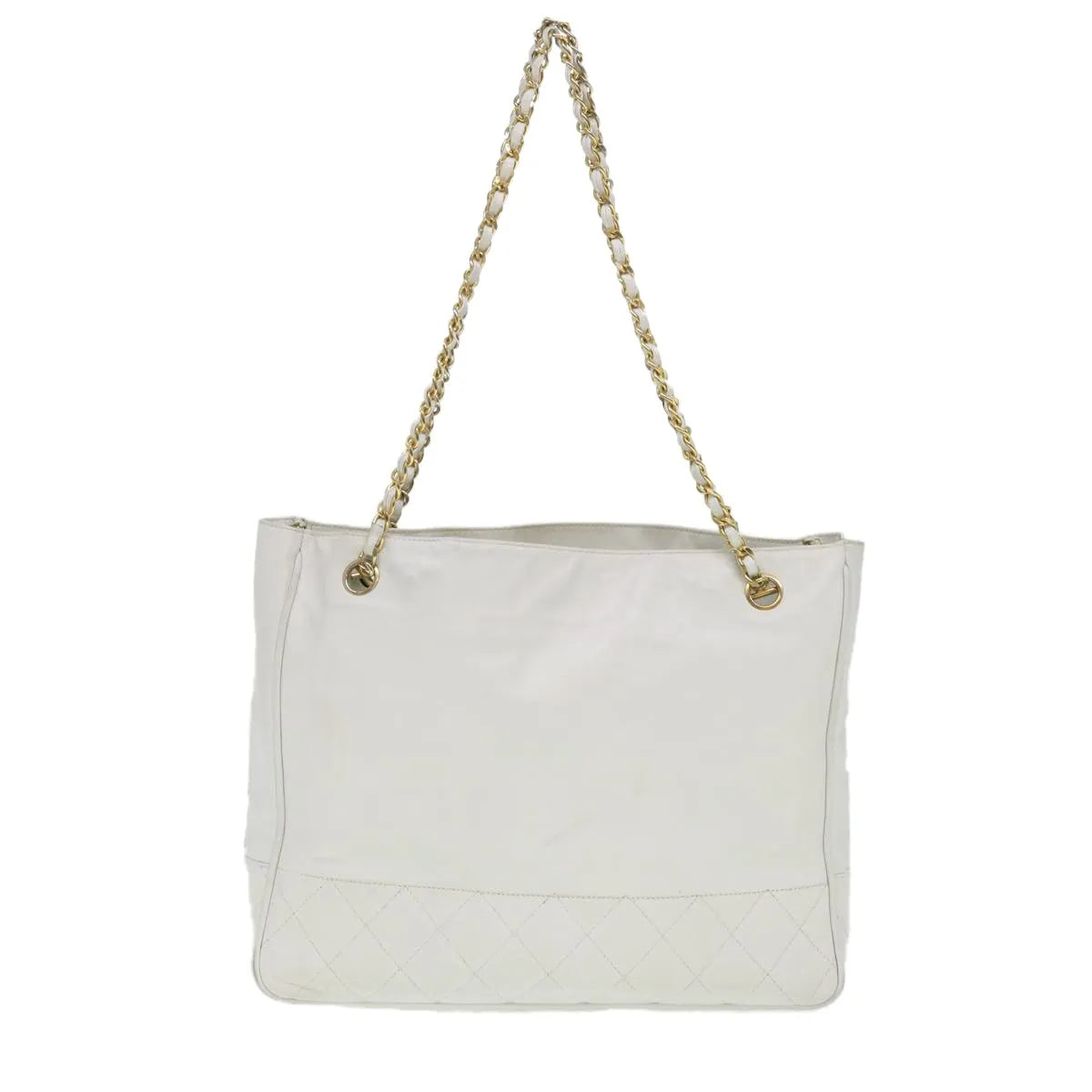 Chanel Vintage Shopping Tote Lambskin White Leather Shoulder Bag Bag (Pre-Owned)