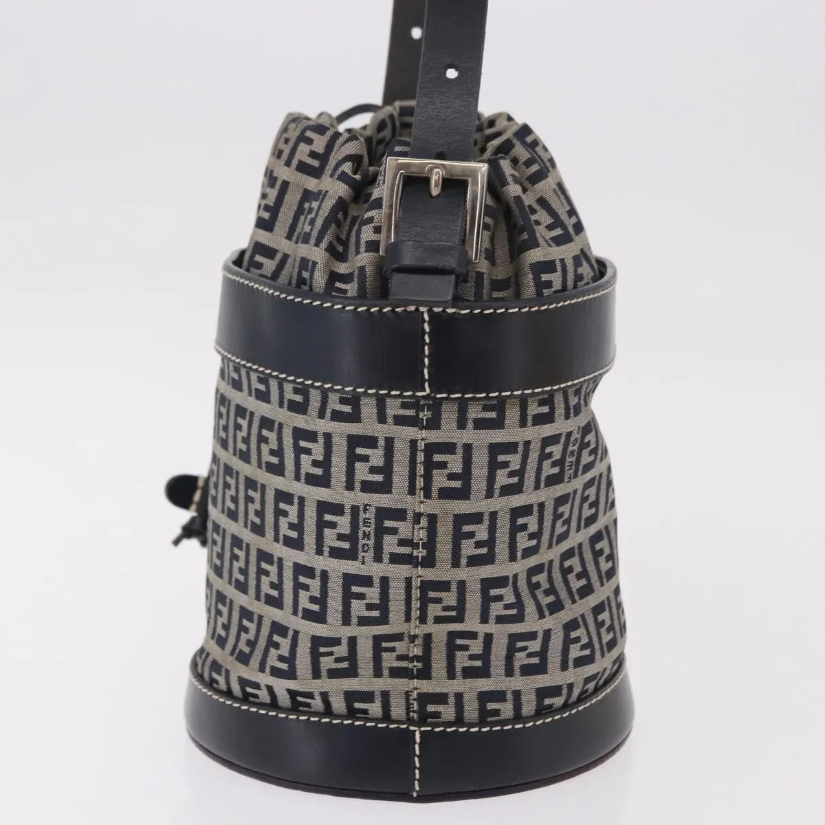 Fendi Zucchino Canvas Navy Canvas Handbag (Pre-Owned)