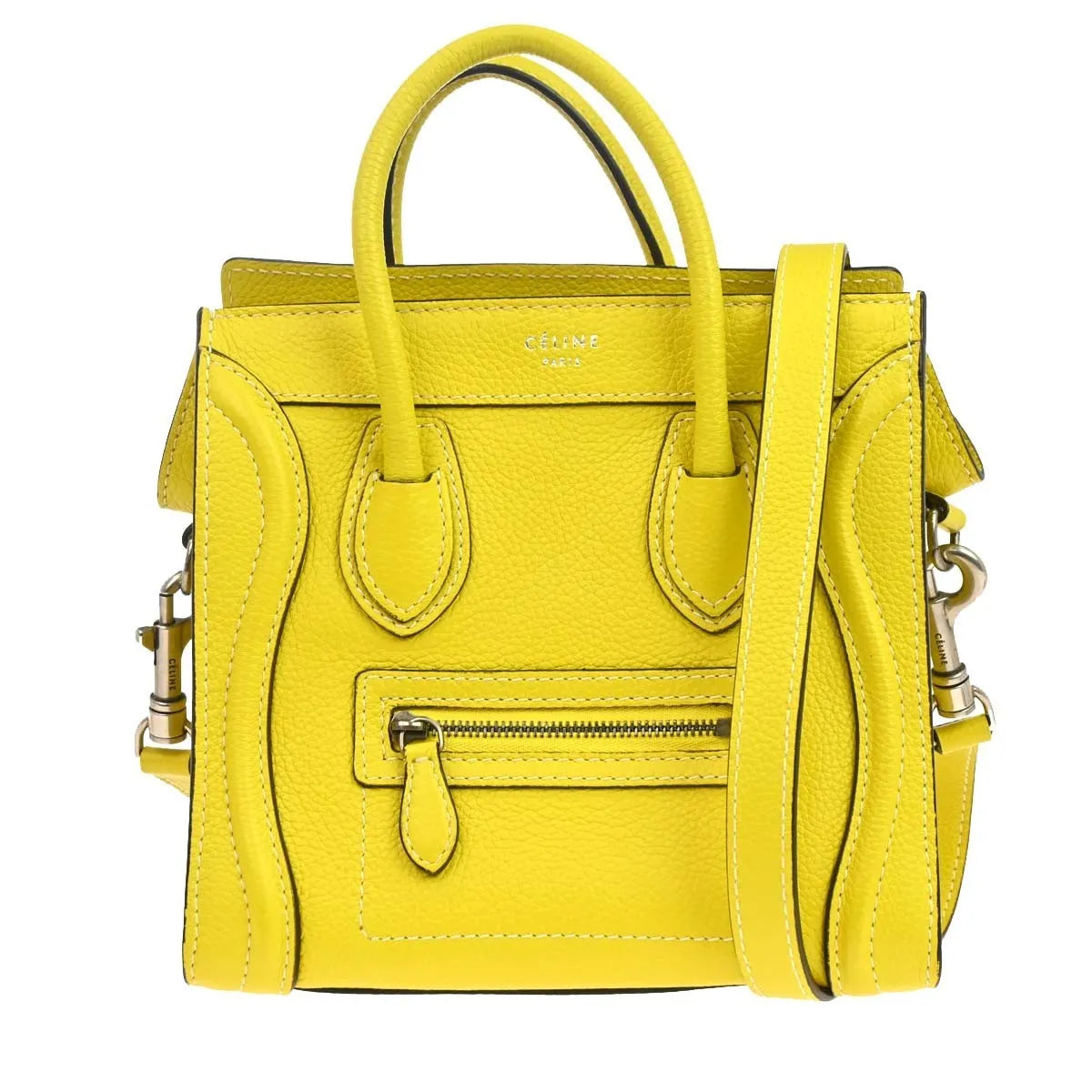 Celine Luggage Grainy Leather Yellow Leather Tote Bag Bag (Pre-Owned)