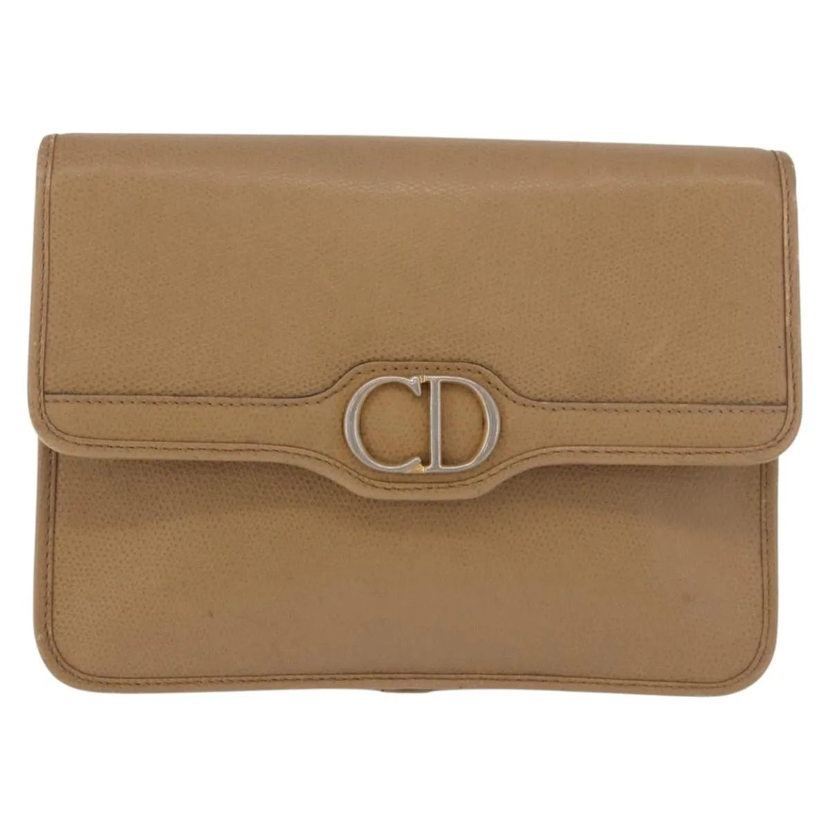 Christian Dior Vintage Cd Chain Flap Leather Camel Leather Shoulder Bag Bag (Pre-Owned)