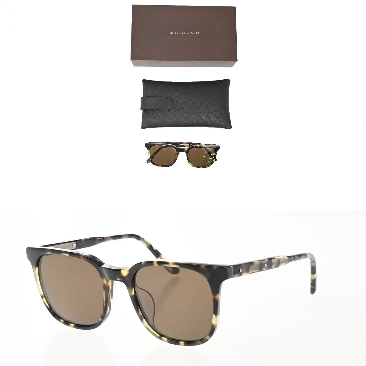 Bottega Veneta Intrecciato Plastic Brown Plastic Sunglasse Accessory (Pre-Owned)