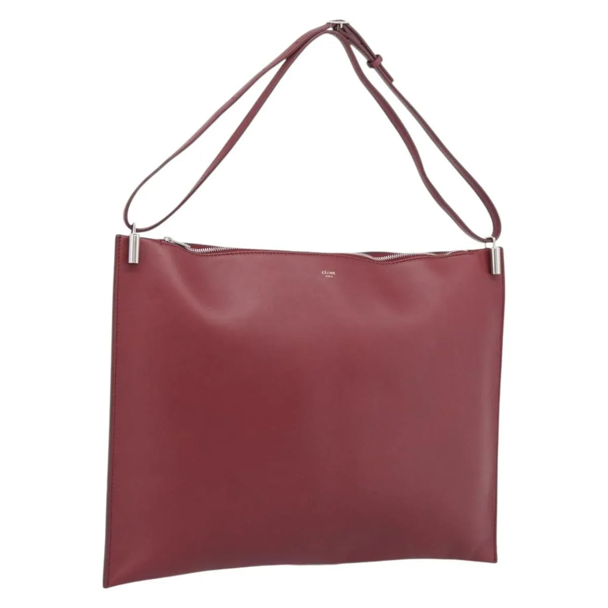 Celine Fortune Cookie Convertible Leather Burgundy Leather Shoulder Bag Bag (Pre-Owned)