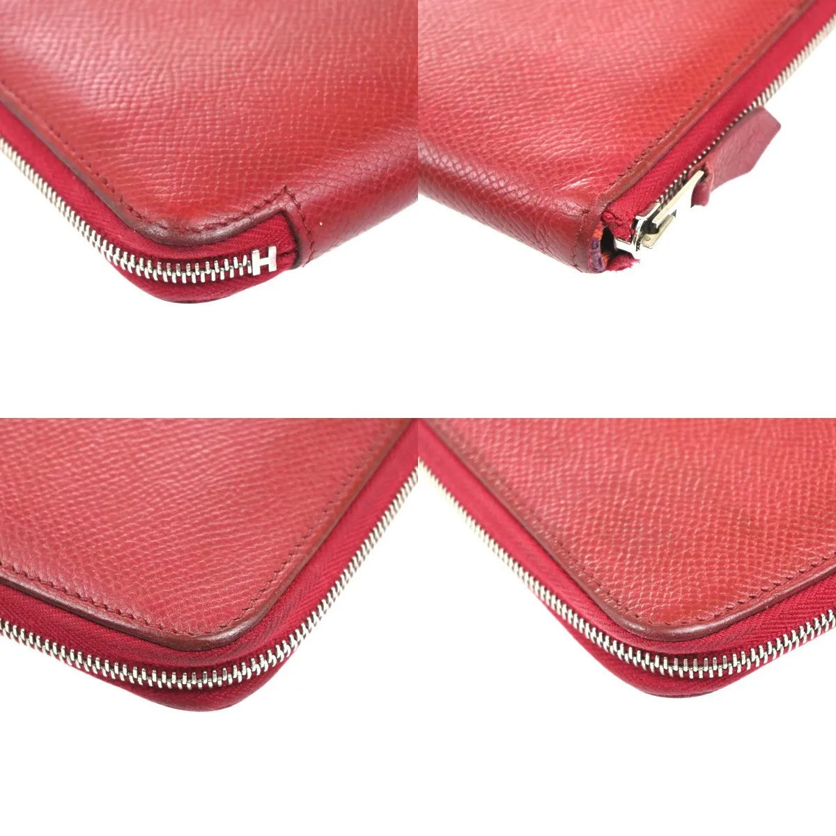 Hermes Azap Zip Around Epsom Red Leather Wallets Accessory (Pre-Owned)