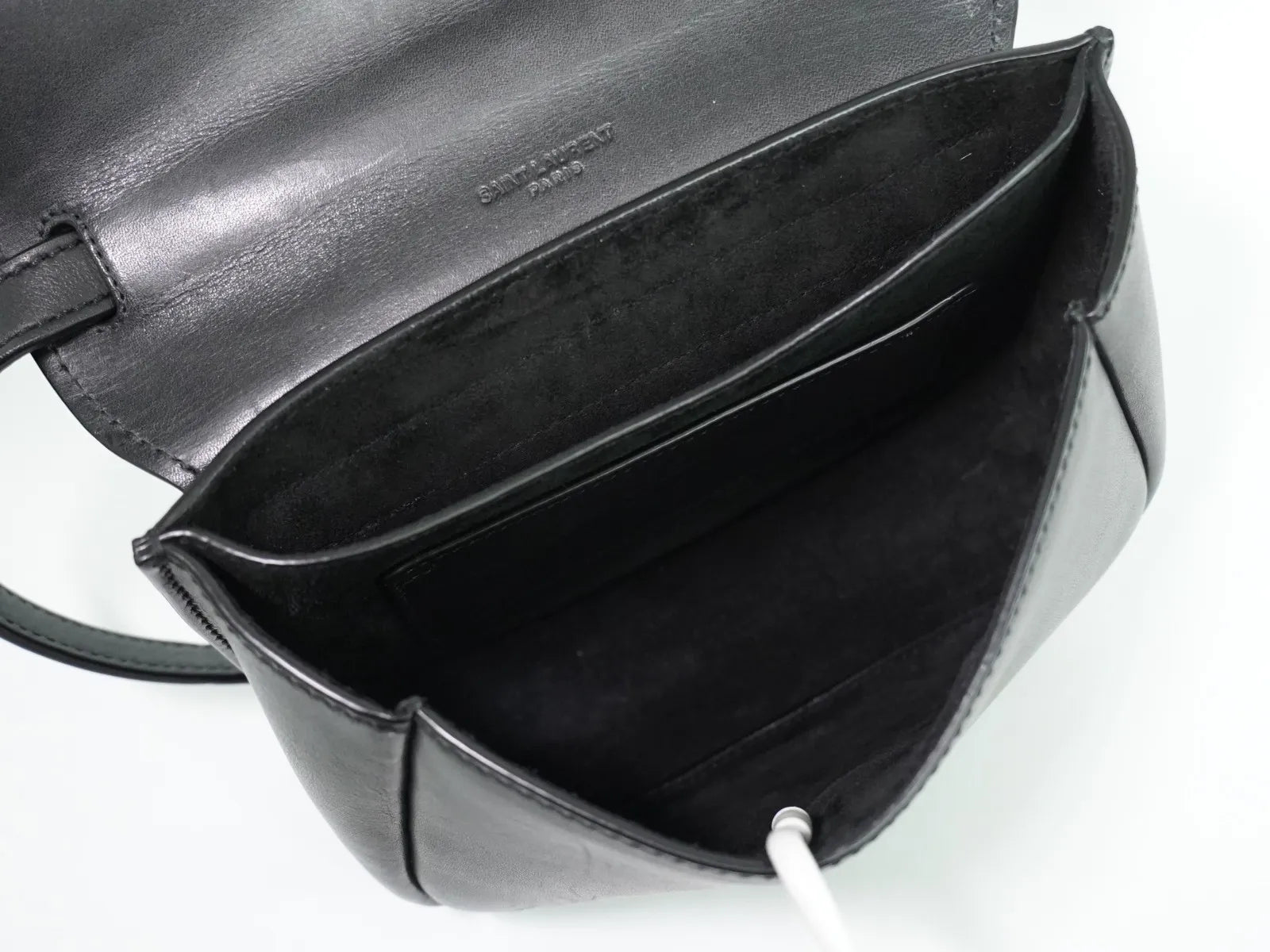 Saint Laurent Kaia Leather Black Leather Shoulder Bag Bag (Pre-Owned)