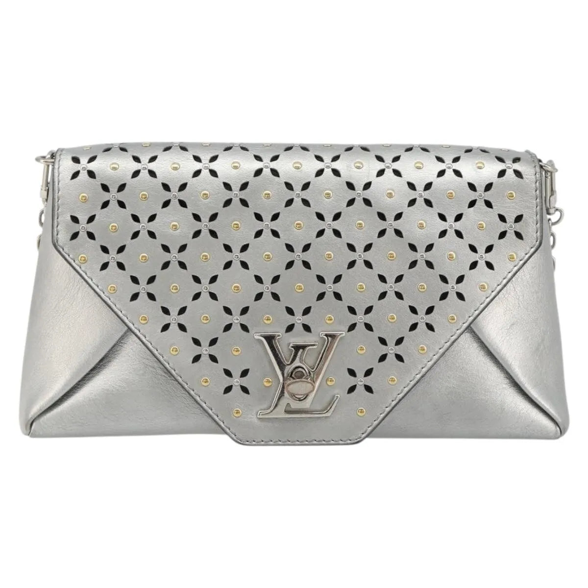 Louis Vuitton Love Note Chain Clutch Leather Silver Leather Shoulder Bag Bag (Pre-Owned)