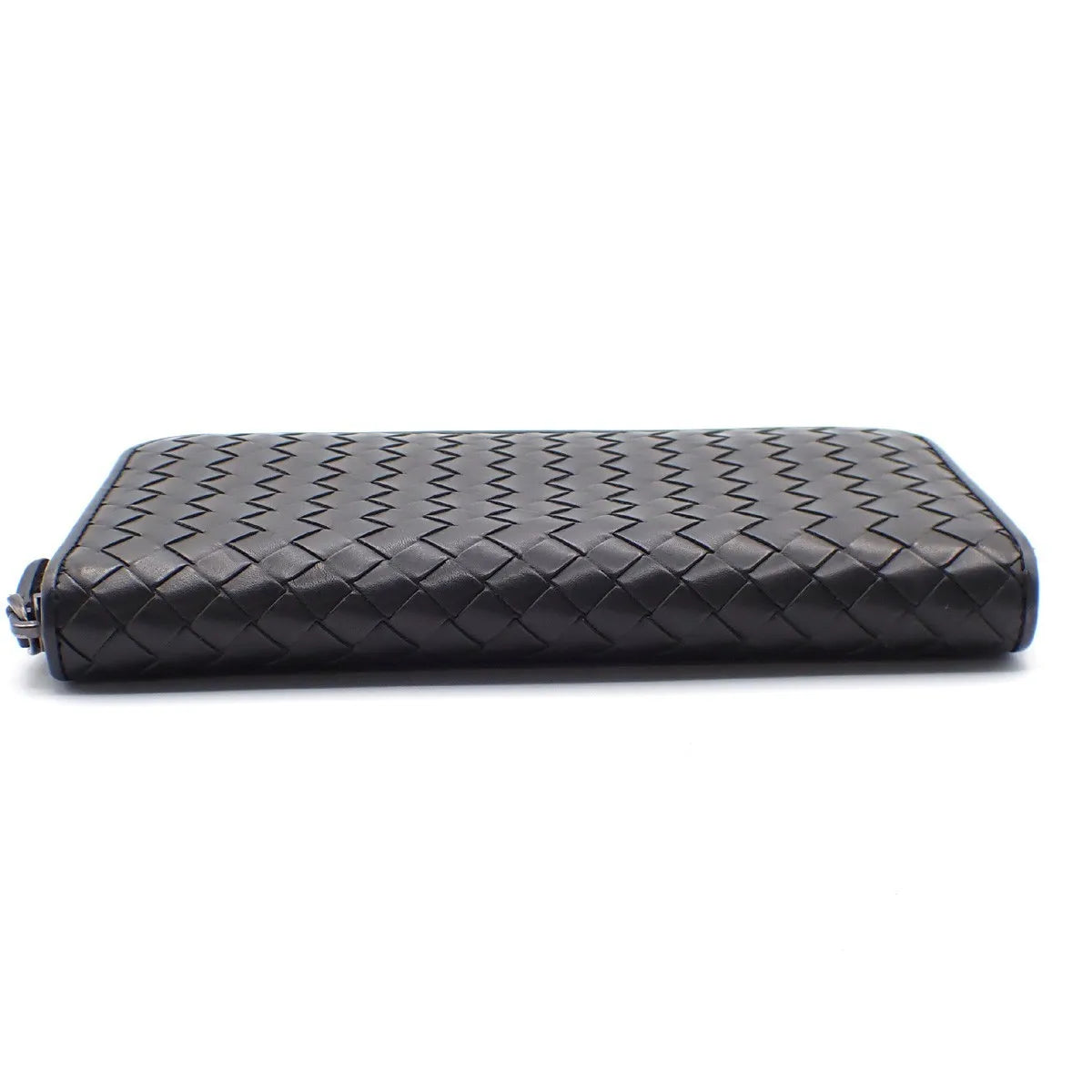Bottega Veneta Intrecciato Long Zip Leather Black Leather Wallets Accessory (Pre-Owned)