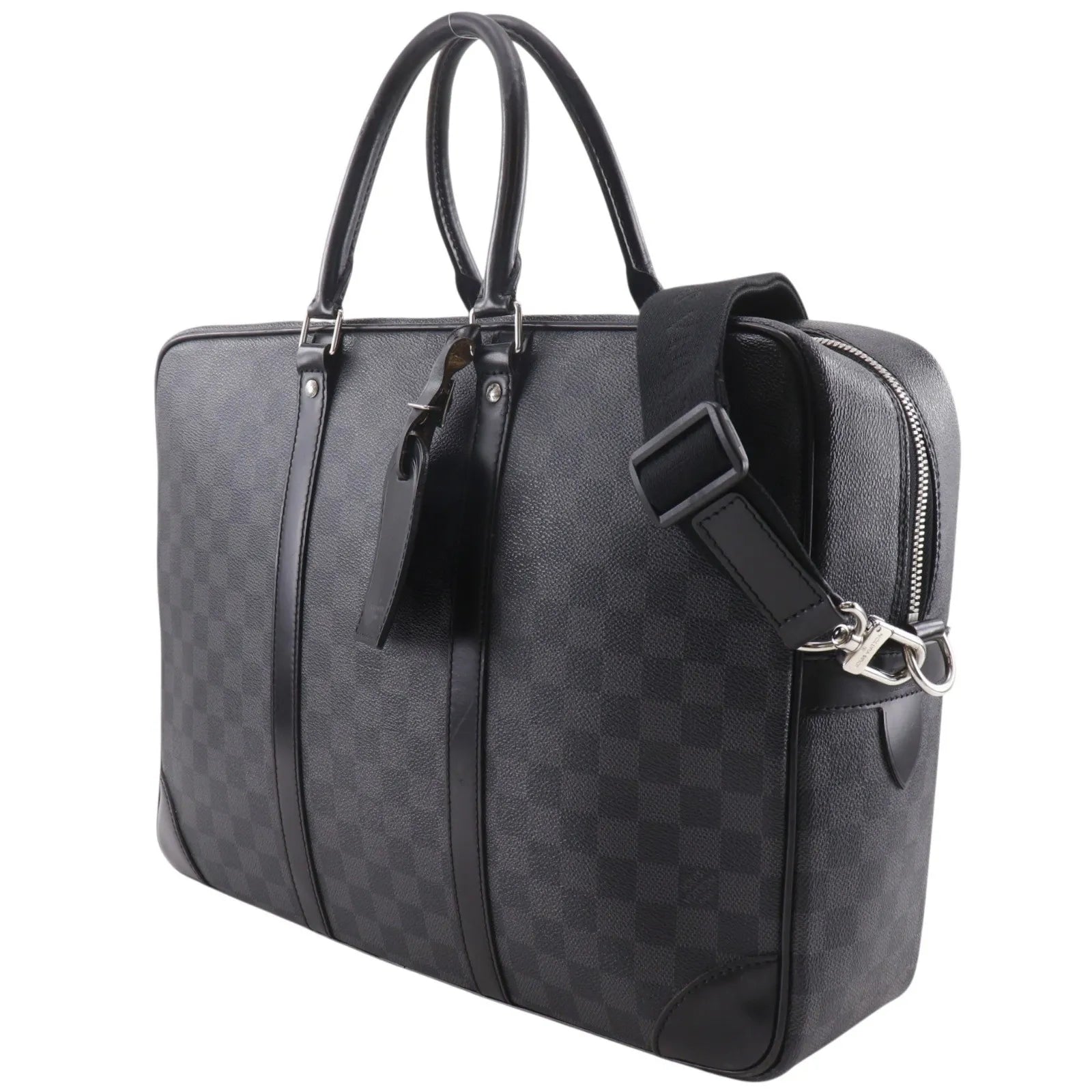 Louis Vuitton Porte-Documents Voyage Damier Graphite Black Canvas Briefcase Bag (Pre-Owned)