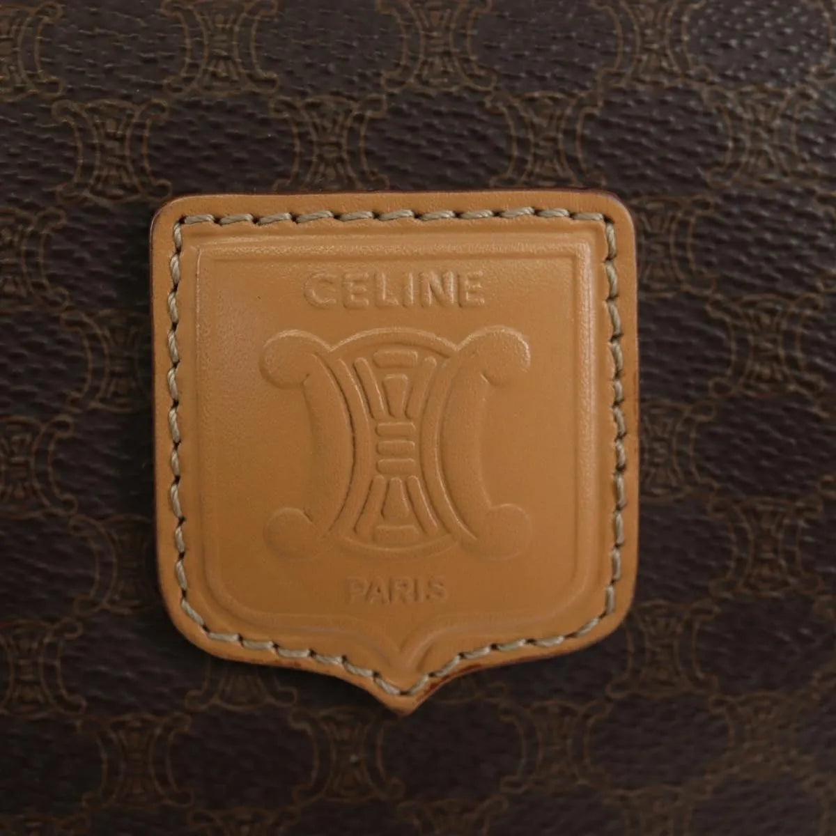 Celine Vintage Macadam Boston Canvas And Leather Brown Pvc Handbag (Pre-Owned)