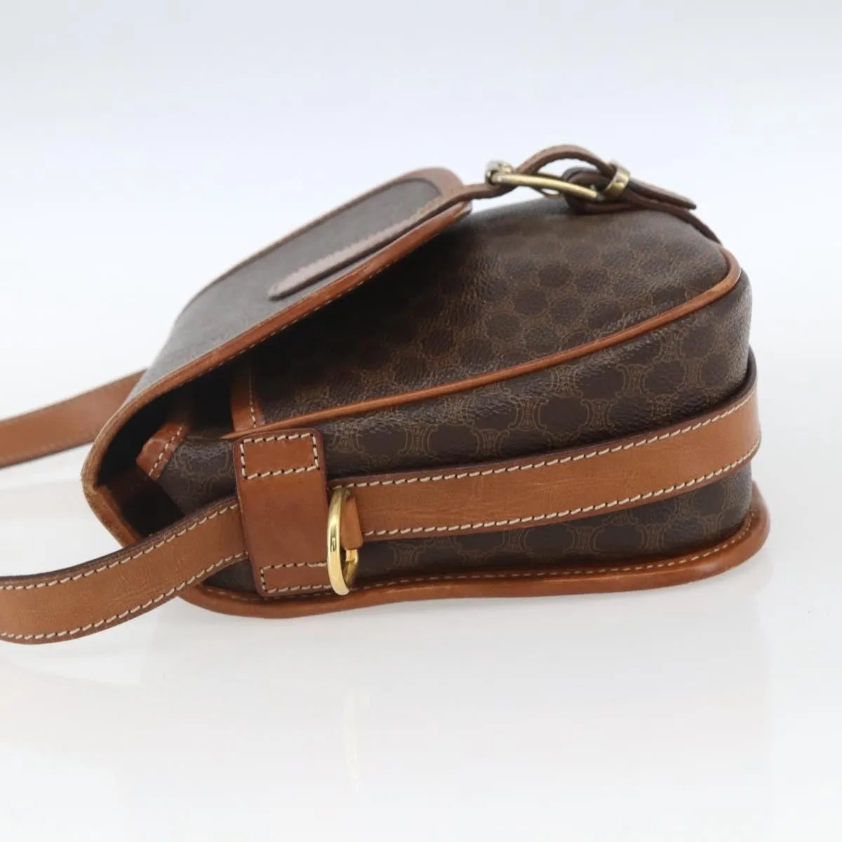 Celine Vintage Macadam Canvas And Leather Brown Canvas Shoulder Bag Bag (Pre-Owned)