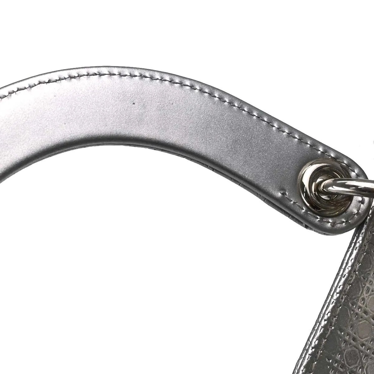 Christian Dior Lady Dior Micro Cannage Metallic Calfskin Silver Calfskin Handbag (Pre-Owned)