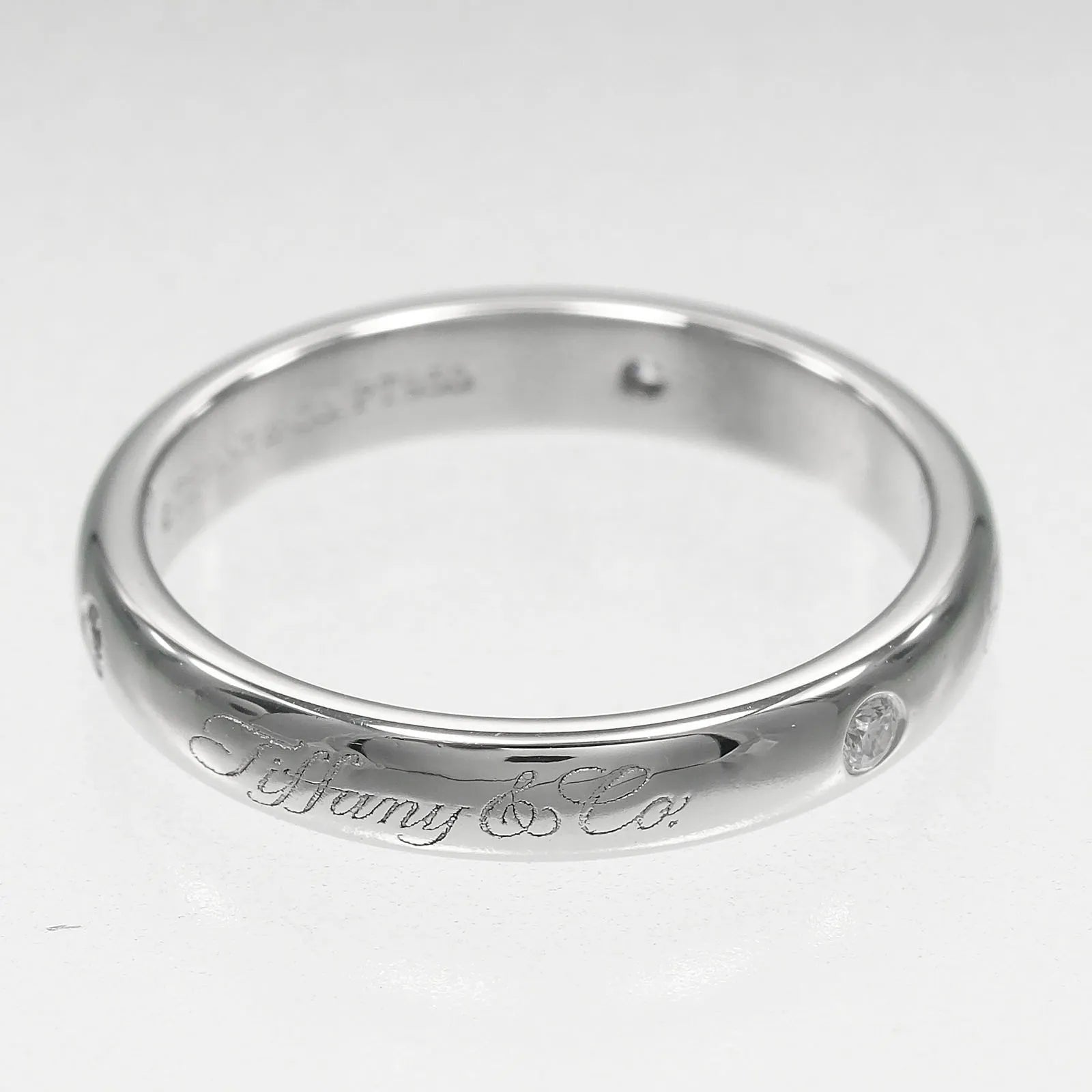 Tiffany & Co. Notes Wedding Band Platinum With Diamonds Silver Platinum Ring Jewelry (Pre-Owned)