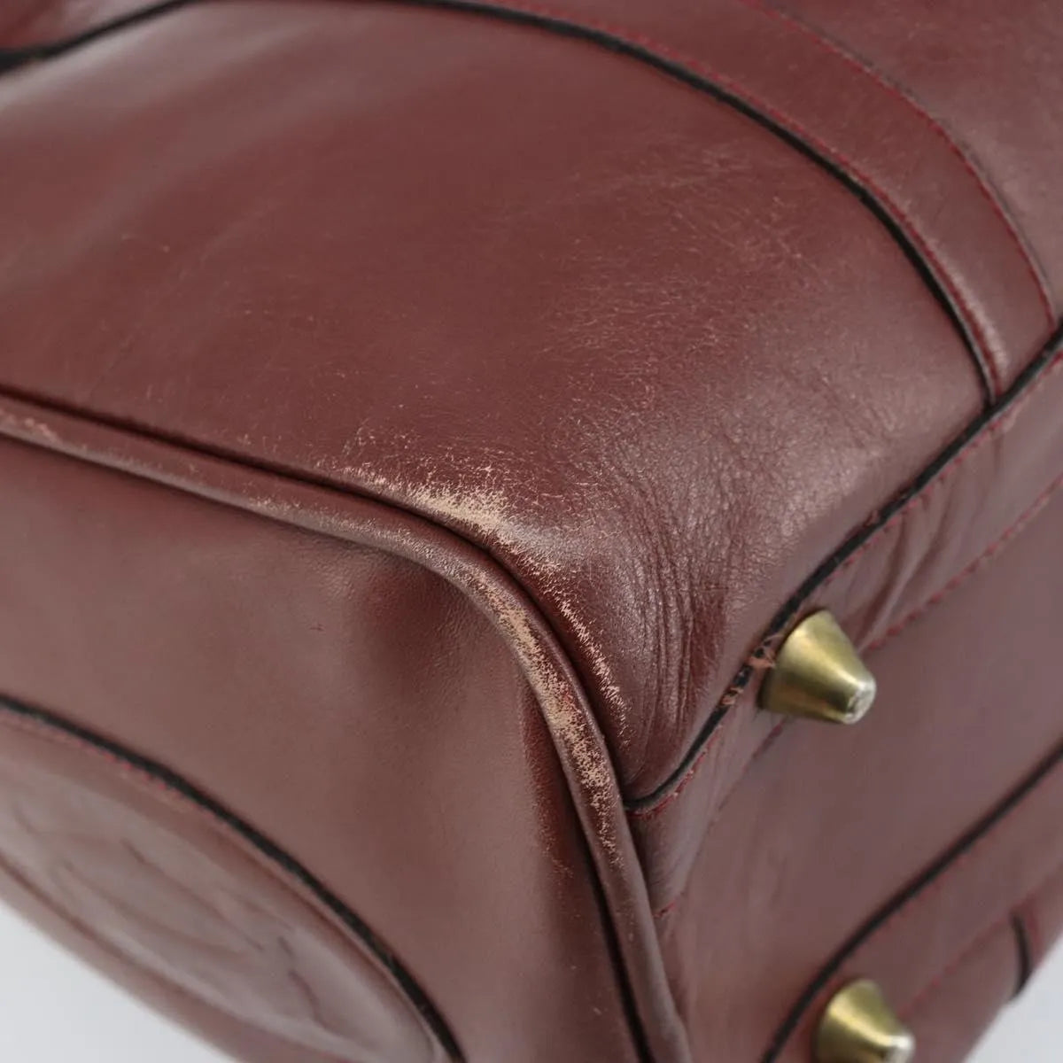 Cartier Must De Cartier Leather Burgundy Leather Handbag (Pre-Owned)